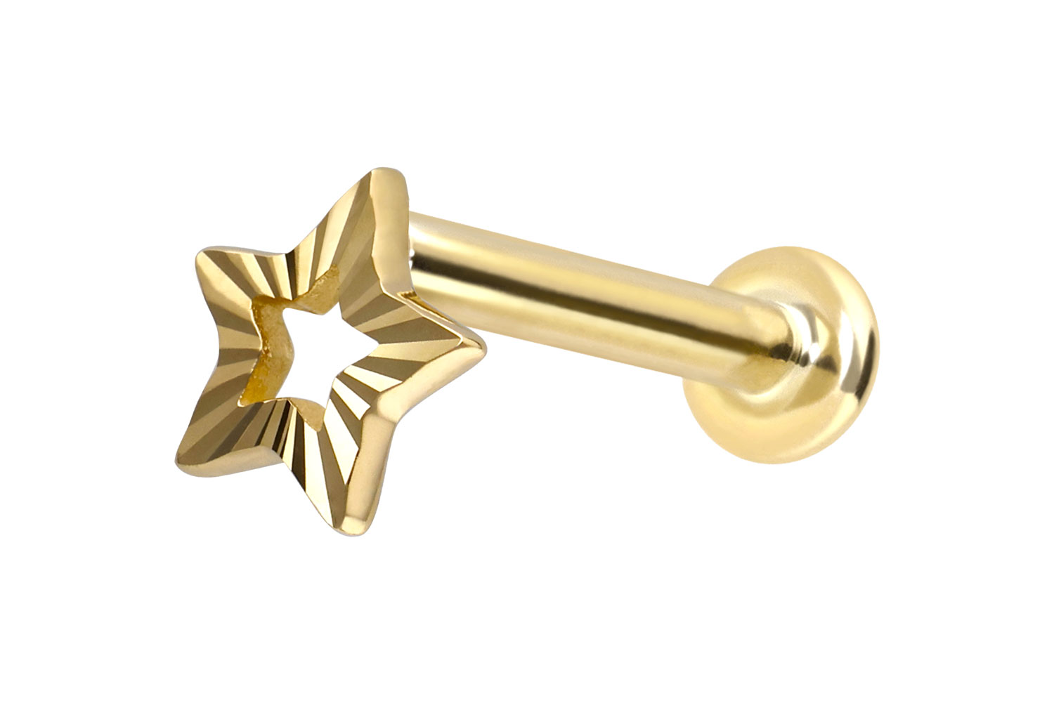 14 Karat Gold Labret Piercing mit Innengewinde STERN